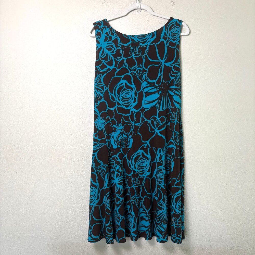 Chicos Dried Fleur Bliss Basque Dress Womens 2 US L Brown Teal Sleeveless NWT - Picture 3 of 9